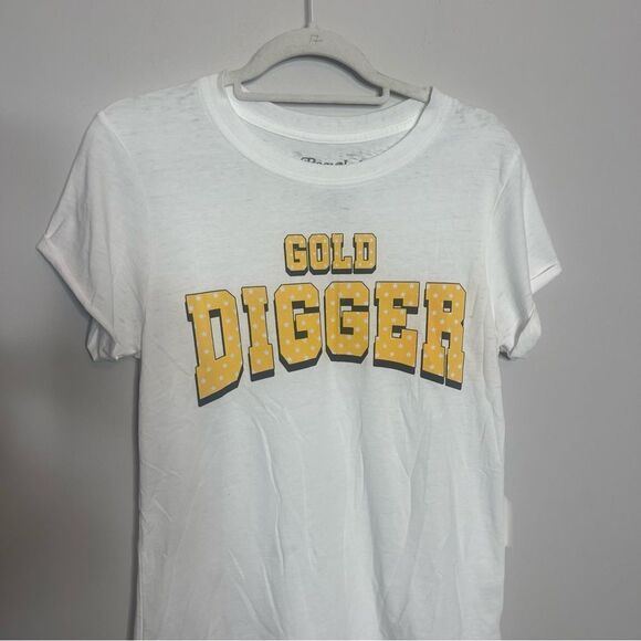 Recycled Karma Gold Digger White Vintage Fitted Statement Tee NEW SMALL - Picture 4 of 6